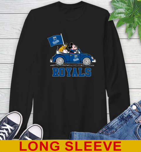 MLB Baseball Kansas City Royals Pluto Mickey Driving Disney Shirt Long Sleeve T-Shirt 2