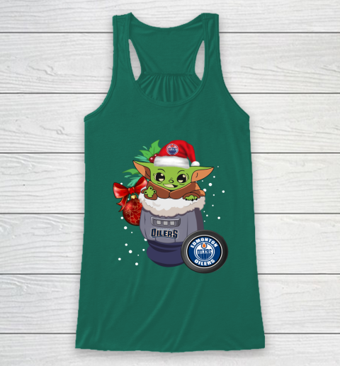 Edmonton Oilers Christmas Baby Yoda Star Wars Funny Happy NHL Racerback Tank 6