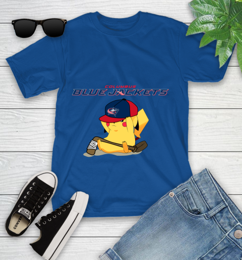NHL Pikachu Hockey Sports Columbus Blue Jackets Youth T-Shirt 9