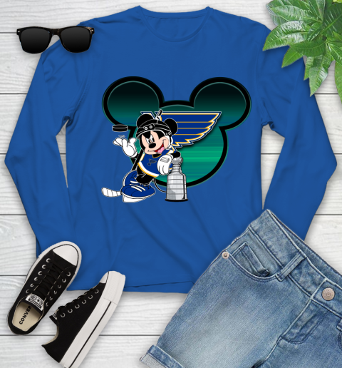 NHL St.Louis Blues Stanley Cup Mickey Mouse Disney Hockey T Shirt Youth Long Sleeve 9
