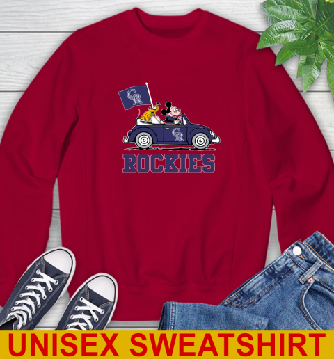 MLB Baseball Colorado Rockies Pluto Mickey Driving Disney Shirt Sweatshirt 7