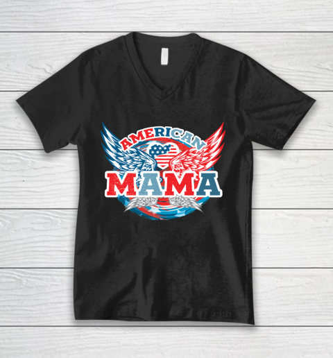 4th Of July American Mama, Fourth Of July V-Neck T-Shirt