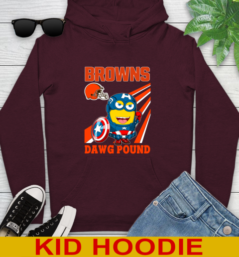 NFL Football Cleveland Browns Captain America Marvel Avengers Minion Shirt Youth Hoodie 7