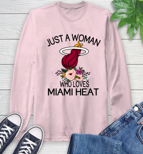 NBA Just A Woman Who Loves Miami Heat Basketball Sports Long Sleeve T-Shirt 8