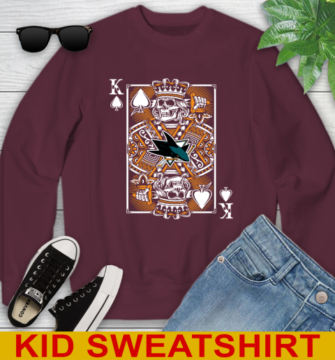 San Jose Sharks NHL Hockey The King Of Spades Death Cards Shirt Youth Sweatshirt 4
