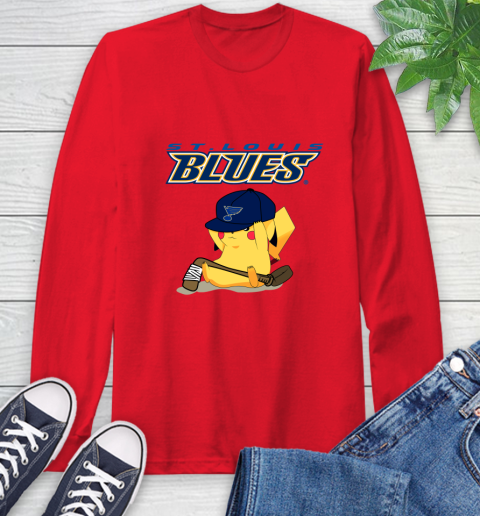 NHL Pikachu Hockey Sports St.Louis Blues Long Sleeve T-Shirt 10