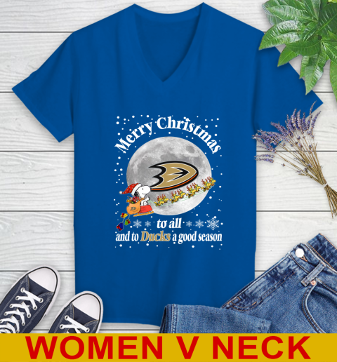 Anaheim Ducks Merry Christmas To All And To Ducks A Good Season NHL Hockey Sports Women's V-Neck T-Shirt 9