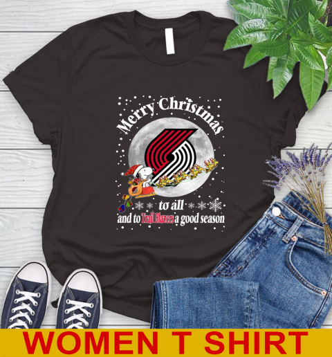 Portland Trail Blazers Merry Christmas To All And To Trail Blazers A Good Season NBA Basketball Sports Women's T-Shirt 9