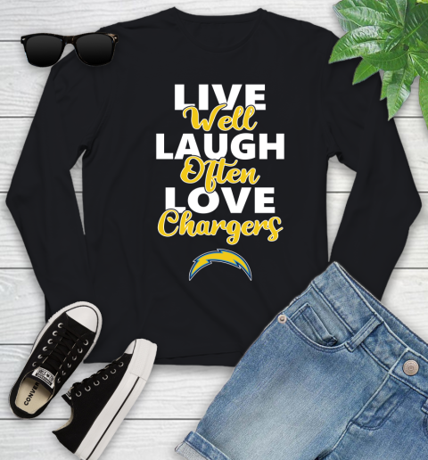 NFL Football Los Angeles Chargers Live Well Laugh Often Love Shirt Youth Long Sleeve