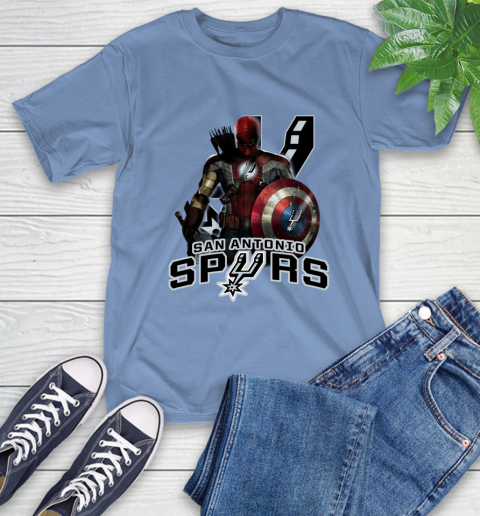 San Antonio Spurs NBA Basketball Captain America Thor Spider Man Hawkeye Avengers T-Shirt 11