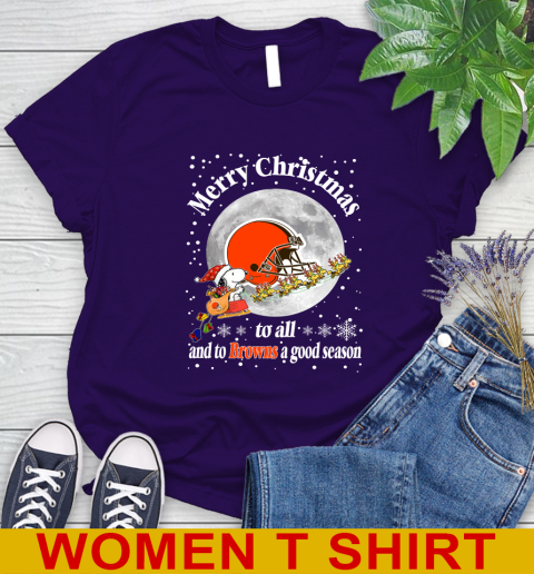 Cleveland Browns Merry Christmas To All And To Browns A Good Season NFL Football Sports Women's T-Shirt 4