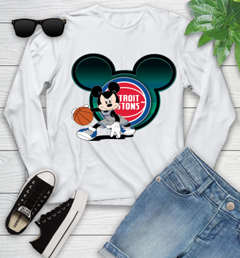 NBA Detroit Pistons Mickey Mouse Disney Basketball Youth Long Sleeve