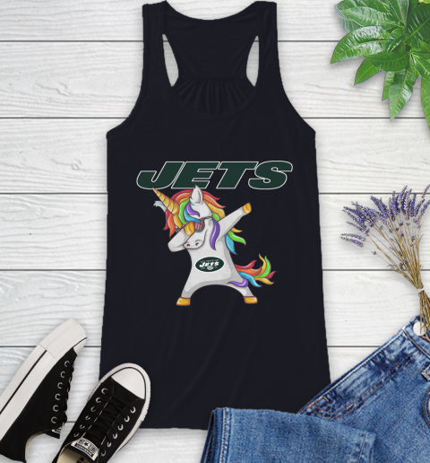 New York Jets NFL Football Funny Unicorn Dabbing Sports Racerback Tank 10