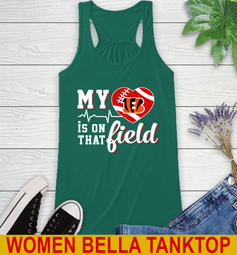 NFL My Heart Is On That Field Football Sports Cincinnati Bengals Racerback Tank 5