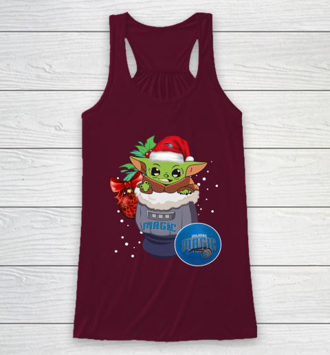 Orlando Magic Christmas Baby Yoda Star Wars Funny Happy NBA Racerback Tank 3