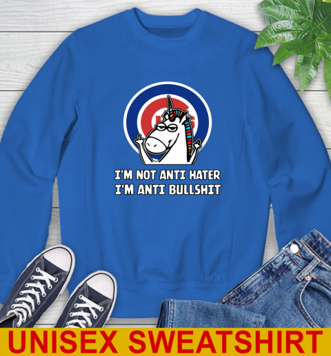 Chicago Cubs MLB Baseball Unicorn I'm Not Anti Hater I'm Anti Bullshit Sweatshirt - Image 10