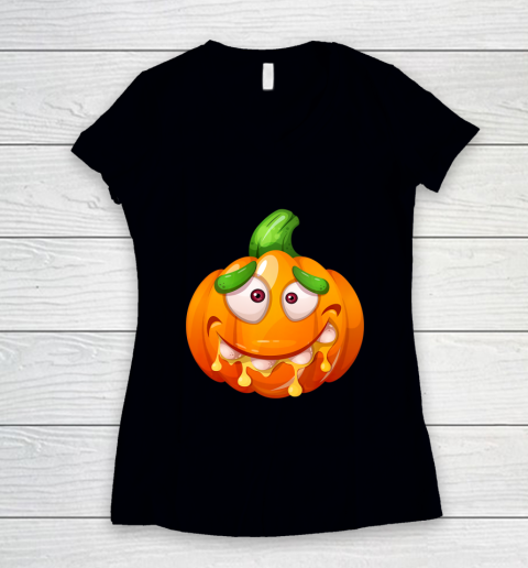 Crazy Funny Pumpkin Monster for Halloween Women's V-Neck T-Shirt