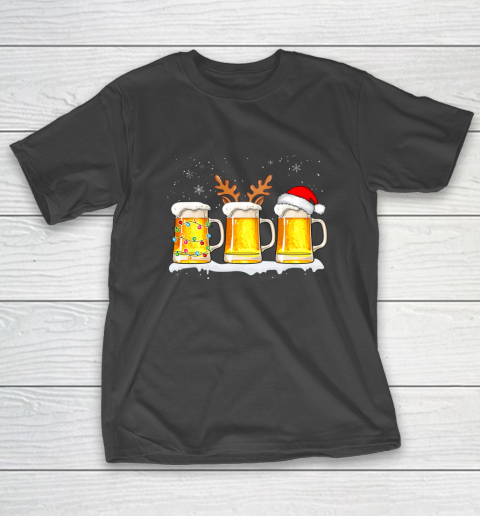Santa Reindeer and Christmas Light Beer Christmas Pajamas T-Shirt