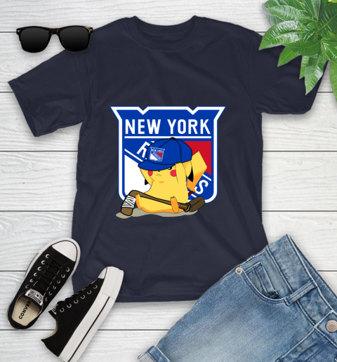 NHL Pikachu Hockey Sports New York Rangers Youth T-Shirt 3
