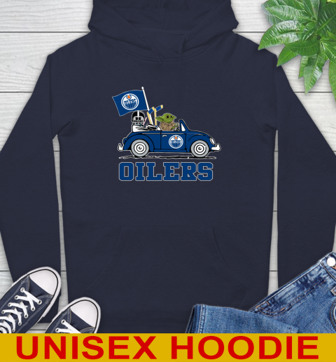 NHL Hockey Edmonton Oilers Darth Vader Baby Yoda Driving Star Wars Shirt Hoodie 4