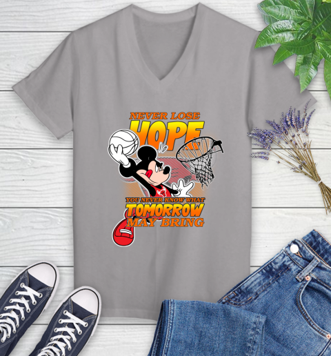Chicago Bulls NBA Basketball Mickey Disney Never Lose Hope Women's V-Neck T-Shirt 4