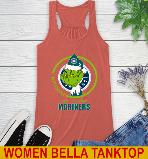Seattle Mariners MLB Christmas Grinch I Hate People But I Love My Favorite Baseball Team Racerback Tank 4