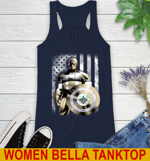 New Orleans Saints NFL Football Captain America Marvel Avengers American Flag Shirt Racerback Tank 9