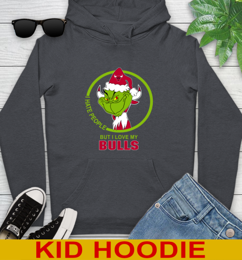 Chicago Bulls NBA Christmas Grinch I Hate People But I Love My Favorite Basketball Team Youth Hoodie 9