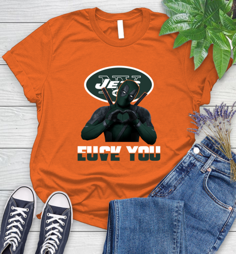 NHL New York Jets Deadpool Love You Fuck You Football Sports Women's T-Shirt 3