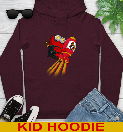 NHL Hockey Ottawa Senators Deadpool Minion Marvel Shirt Youth Hoodie - Image 8