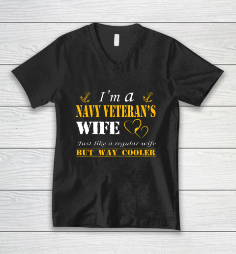 Womens I am a Navy veterans wife t shirt Navy veteran V-Neck T-Shirt