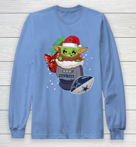 Dallas Cowboys Christmas Baby Yoda Star Wars Funny Happy NFL Long Sleeve T-Shirt 11