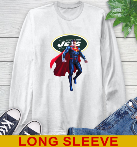 NFL Superman DC Sports Football New York Jets Long Sleeve T-Shirt