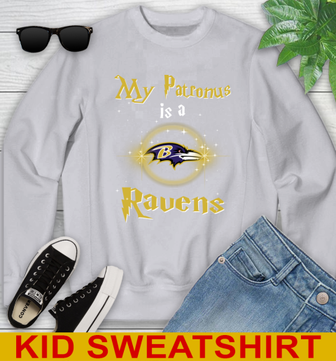 NFL Football Harry Potter My Patronus Is A Baltimore Ravens Youth Sweatshirt 3