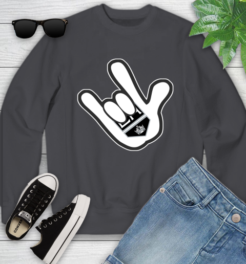 Los Angeles Kings NHL Hockey Mickey Rock Hand Disney Youth Sweatshirt 6
