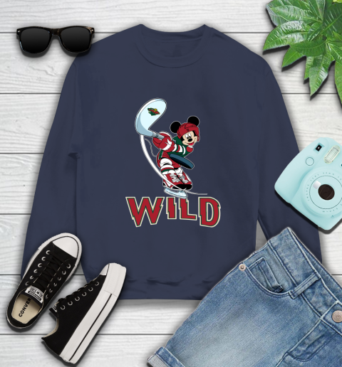 NHL Hockey Minnesota Wild Cheerful Mickey Mouse Shirt Sweatshirt 3