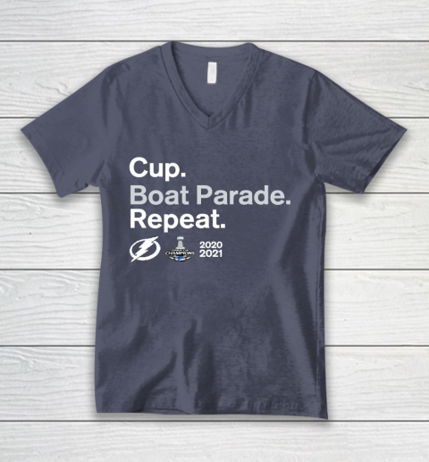 Cup Boat Parade Repeat Tampa bay Lightnings Stanley Hockey 2021 V-Neck T-Shirt 7
