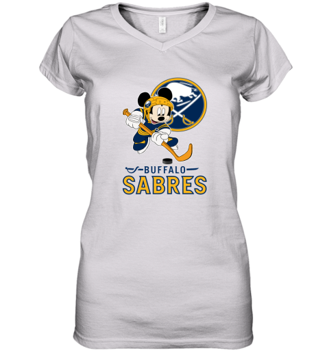 NHL Hockey Mickey Mouse Team Buffalo Sabres Women's V-Neck T-Shirt