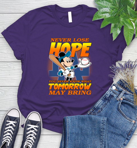 Los Angeles Dodgers MLB Baseball Mickey Disney Never Lose Hope Women's T-Shirt 4