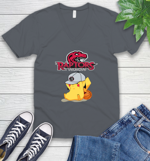 NBA Pikachu Basketball Sports Toronto Raptors V-Neck T-Shirt 5