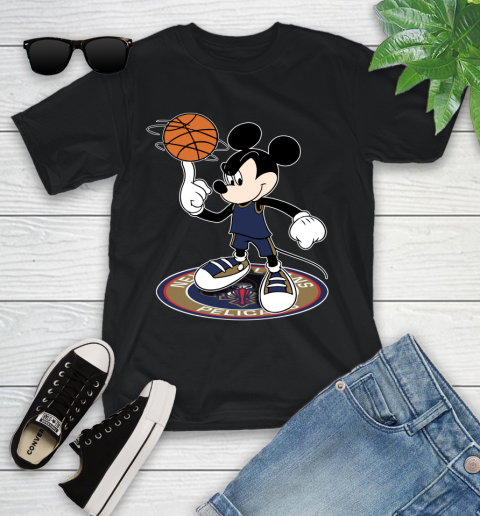 NBA Basketball New Orleans Pelicans Cheerful Mickey Disney Shirt Youth T-Shirt