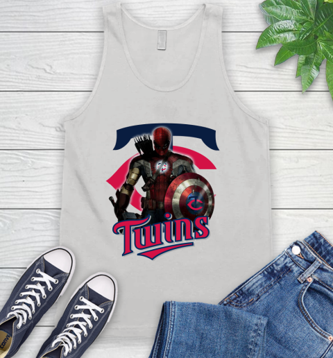 MLB Captain America Thor Spider Man Hawkeye Avengers Endgame Baseball Minnesota Twins Tank Top