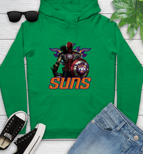 Phoenix Suns NBA Basketball Captain America Thor Spider Man Hawkeye Avengers Youth Hoodie 7