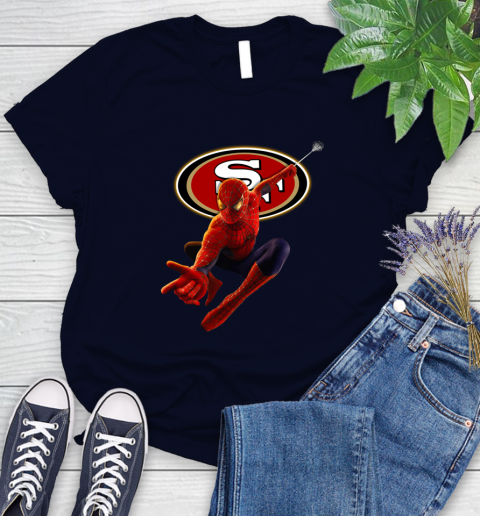 NFL Spider Man Avengers Endgame Football San Francisco 49ers Women's T-Shirt 3