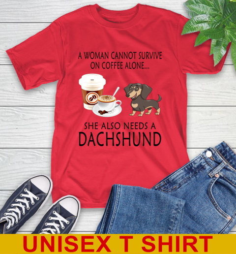 Women cannot survive on coffee alone she also need a DACHSHUND tshirt 10