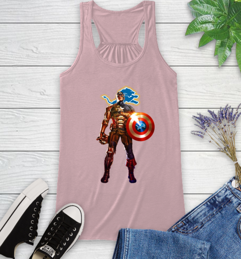 NFL Captain America Marvel Avengers Endgame Football Sports Detroit Lions Racerback Tank 11