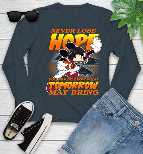 Atlanta Falcons NFL Football Mickey Disney Never Lose Hope (1) Youth Long Sleeve 9