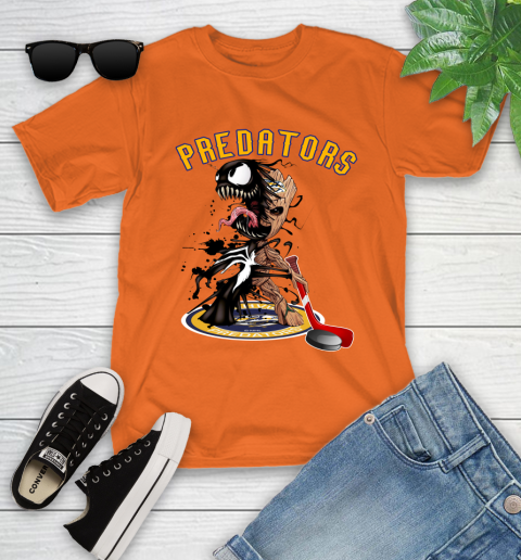 NHL Nashville Predators Hockey Venom Groot Guardians Of The Galaxy Youth T-Shirt 7