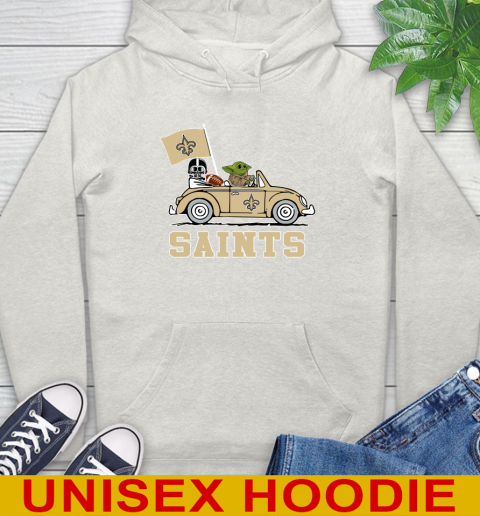 NFL Football New Orleans Saints Darth Vader Baby Yoda Driving Star Wars Shirt Hoodie 12