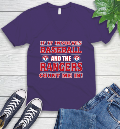 MLB If It Involves Baseball And Texas Rangers Count Me In Sports V-Neck T-Shirt 10